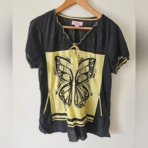 Koi Black and Yellow Butterfly Top